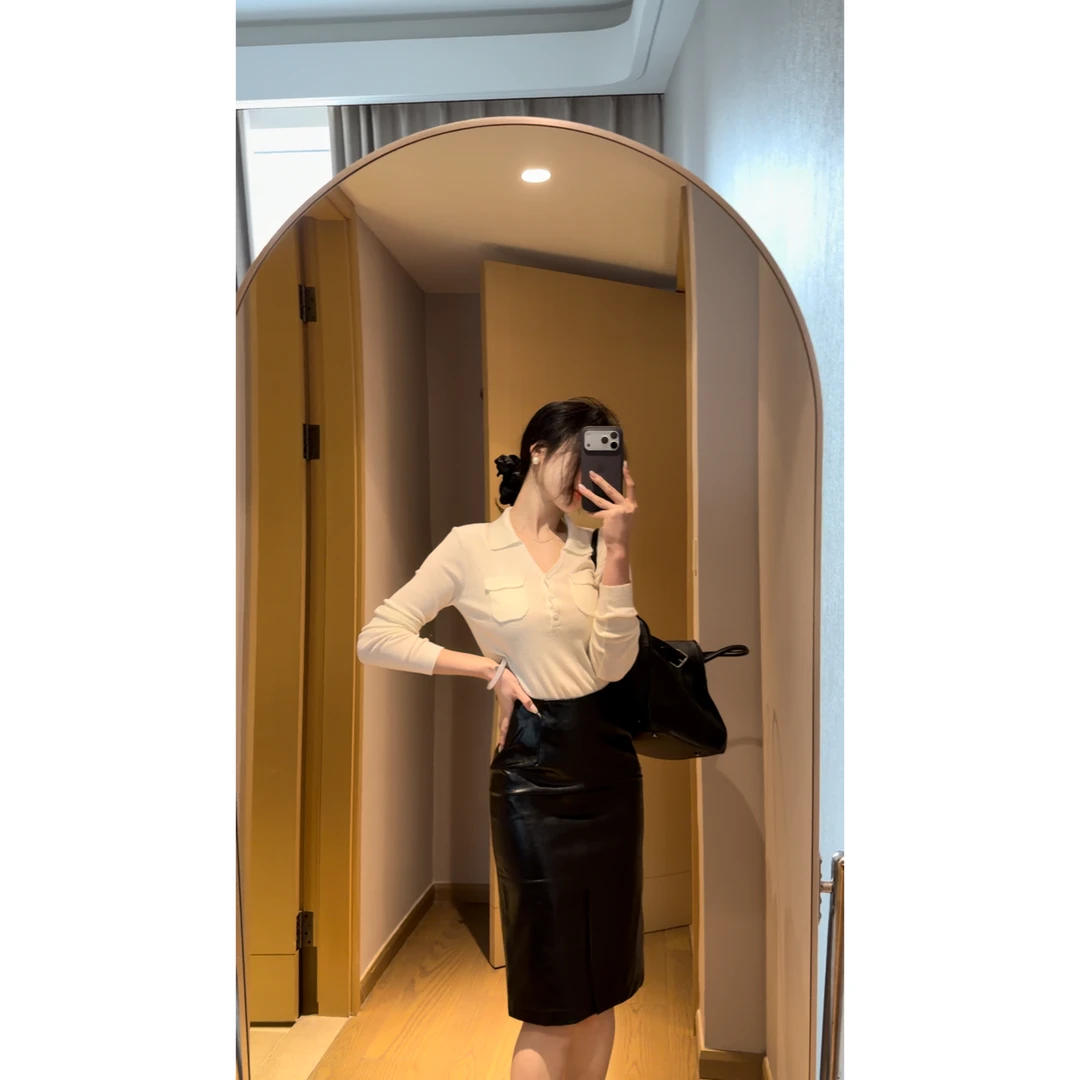 【老友记羊毛衫】老钱风翻领半开扣长袖针织衫