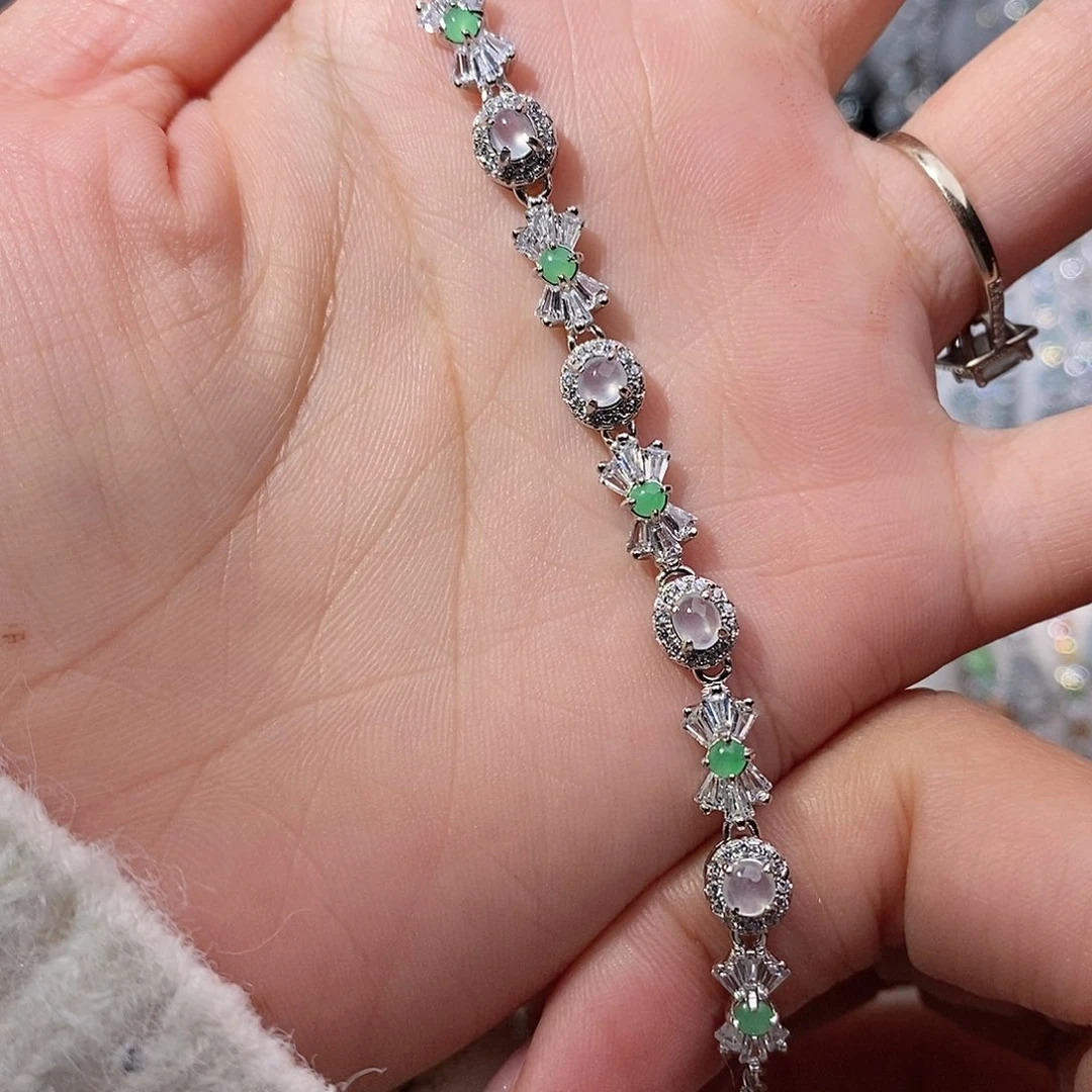 翡翠银S925镶嵌手链
