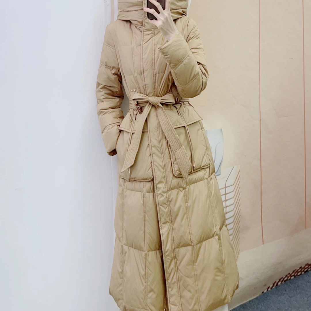 105时尚休闲百搭收腰连帽长款羽绒服Y7105/GP