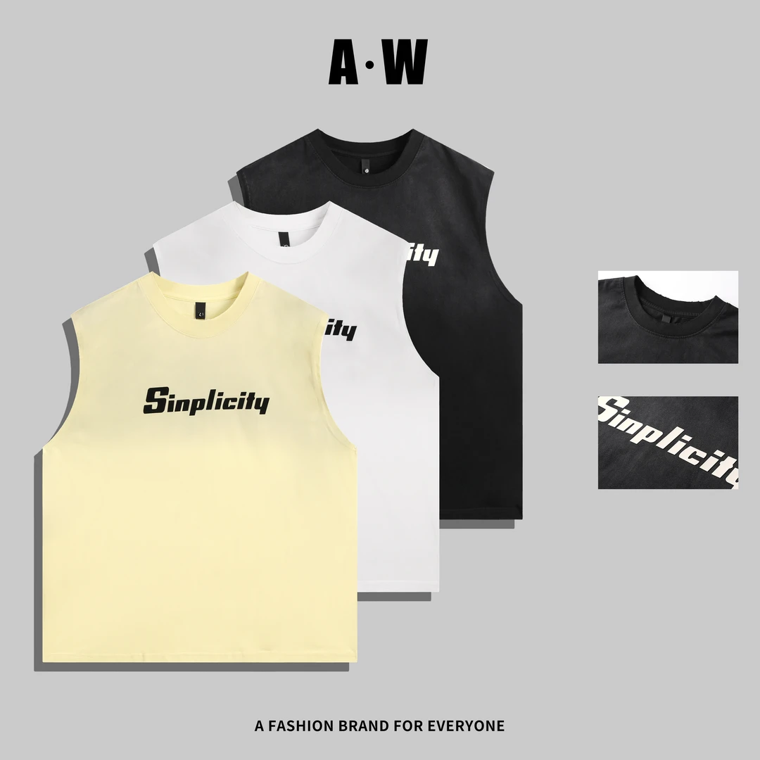 【设计师款洗水100棉坎肩背心】夏季户外运动情侣休闲无袖Z-88232