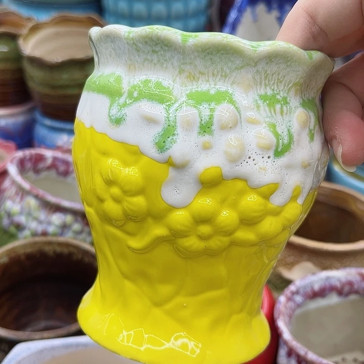 多肉绿植陶瓷花盆9.9包邮，有孔