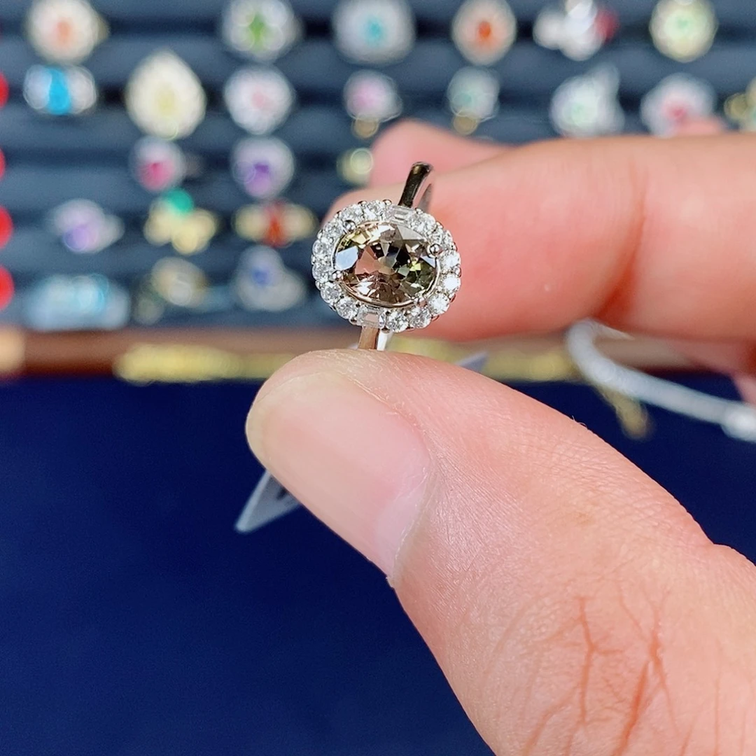 碧玺戒指银S925镶嵌