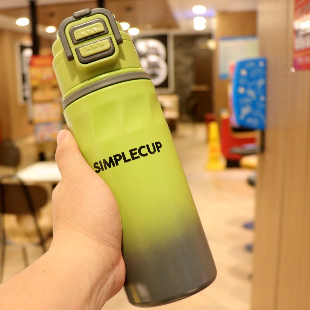 大容量保温杯高颜值渐变色外出便携水杯男款2015新款双饮吸管杯子