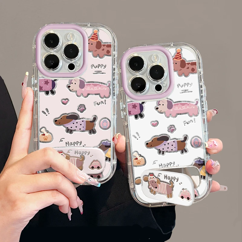 腊肠狗适用苹果16promax泡芙手机壳iPhone15羽纱华为女oppo小米15