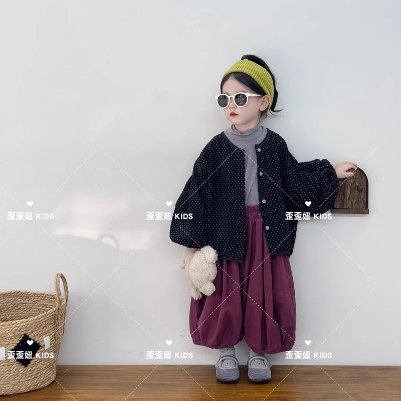 【歪歪妞童装】25240儿童森系圆点开衫日系女童宽松上衣外套