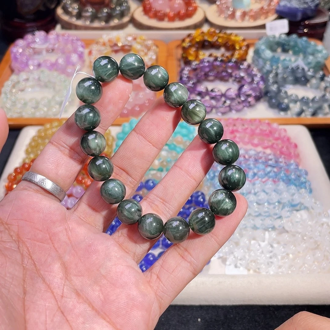 手链水晶未镶嵌猫眼绿发晶11mm