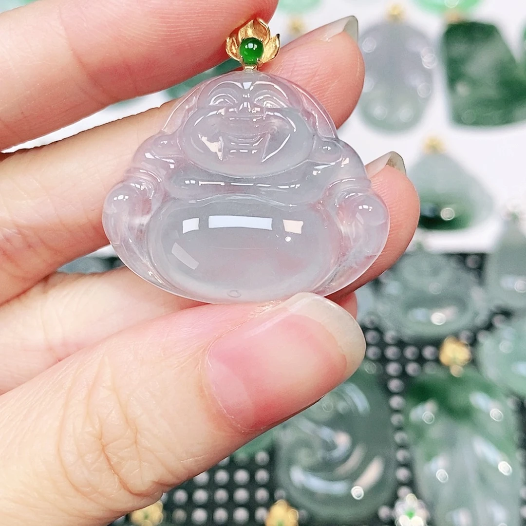 吊坠(不含链)18K金镶嵌翡翠