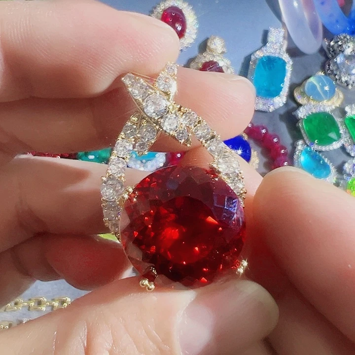 非金属红色蓝色满钻镶嵌
