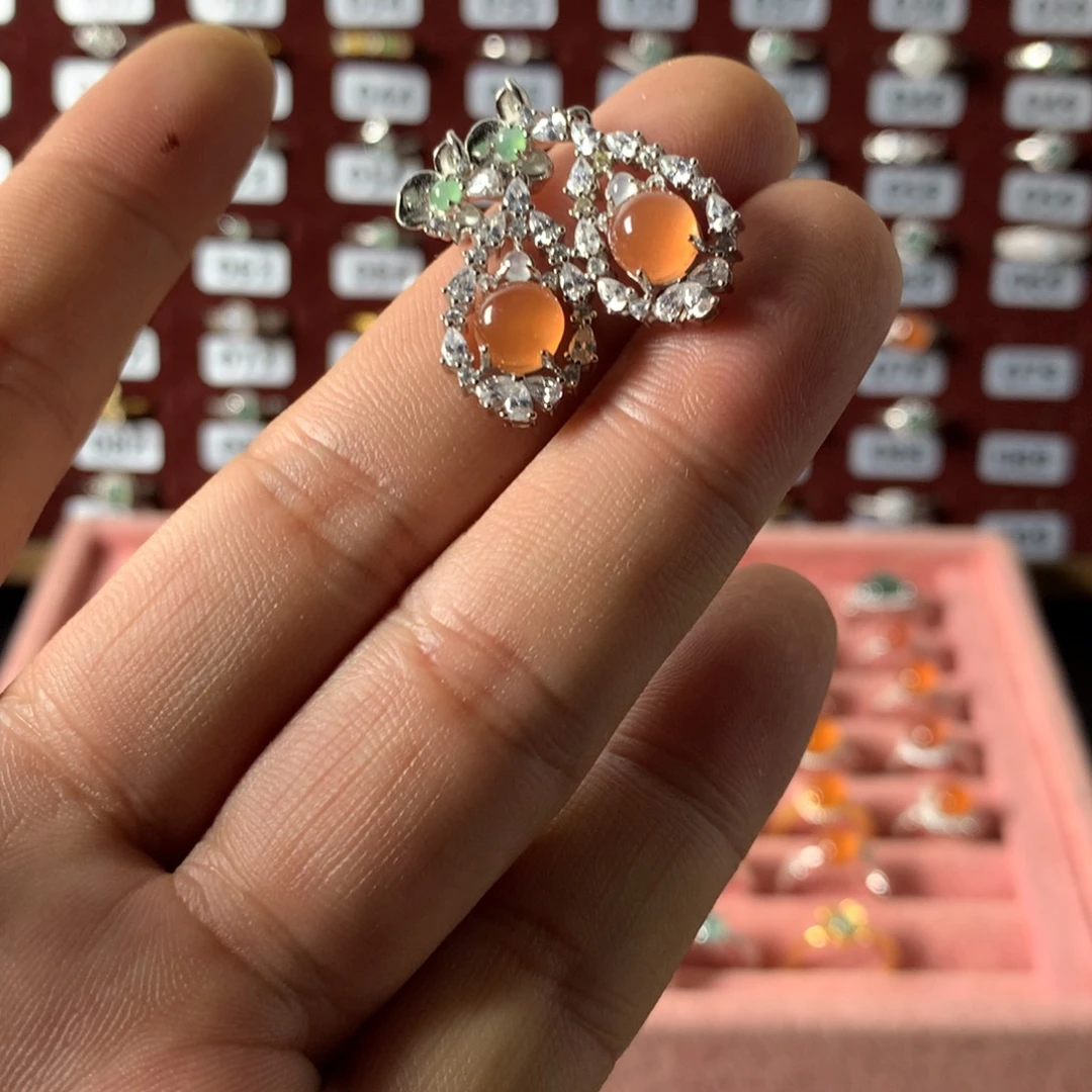 心***诺翡翠银S925镶嵌戒指610