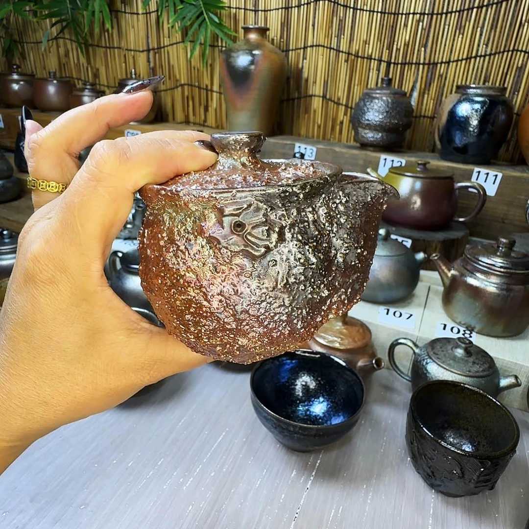 杯冰***6建水紫陶柴烧手抓壶