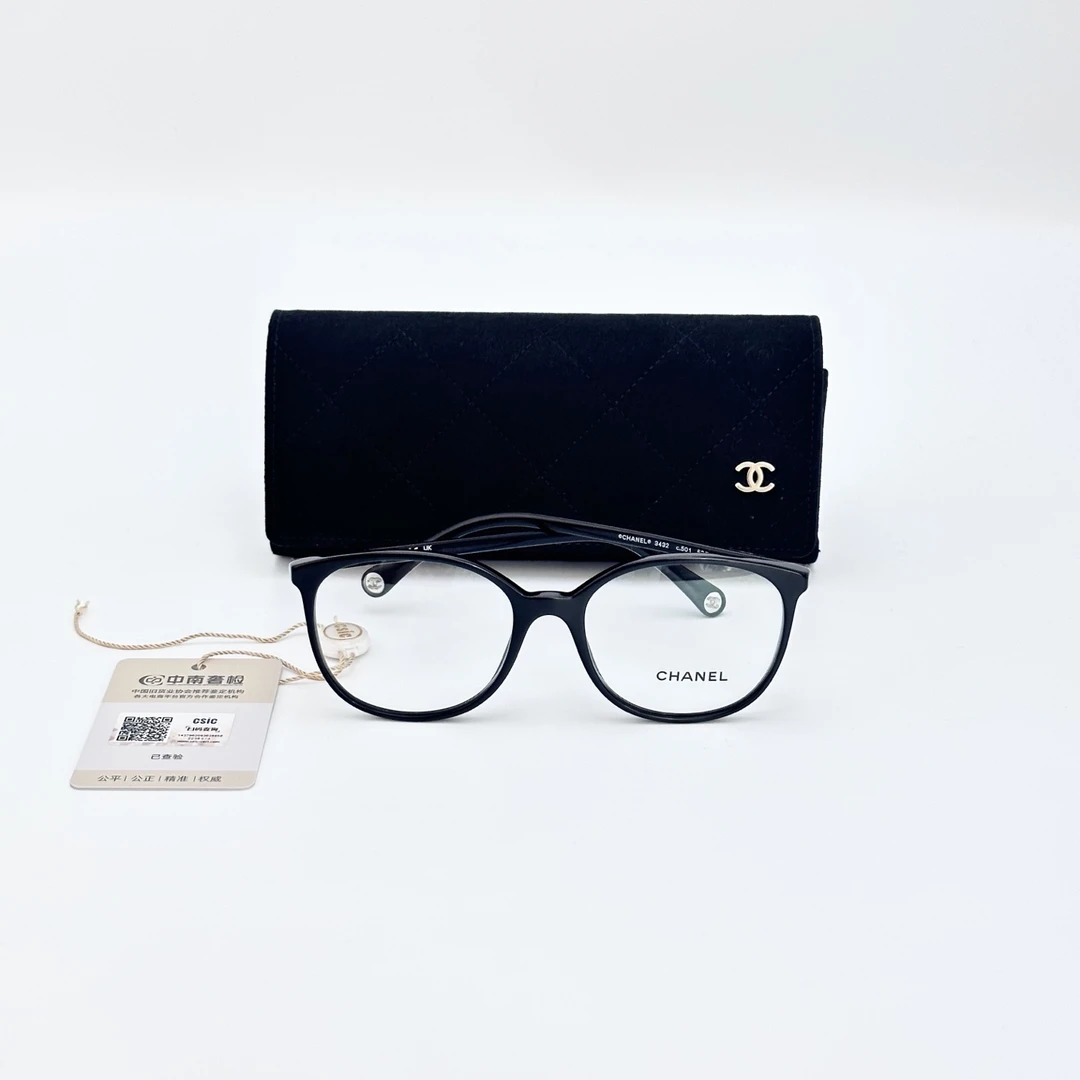 95新 Chanel/香奈儿 黑色字母Logo Pantos平光眼 10959