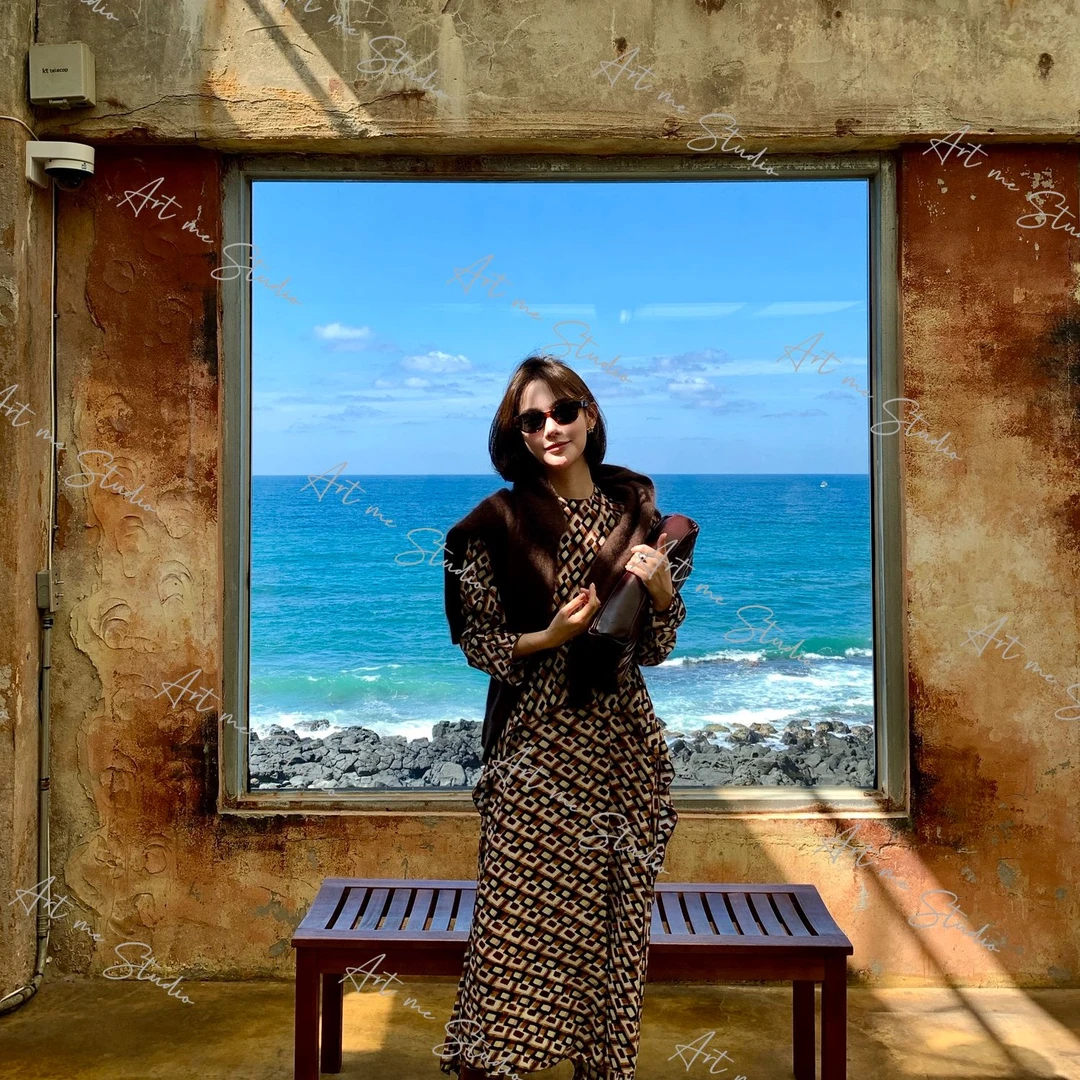 【ART ME】中古风姐感荷叶花边不规则斜裁长袖连衣裙w1770j1