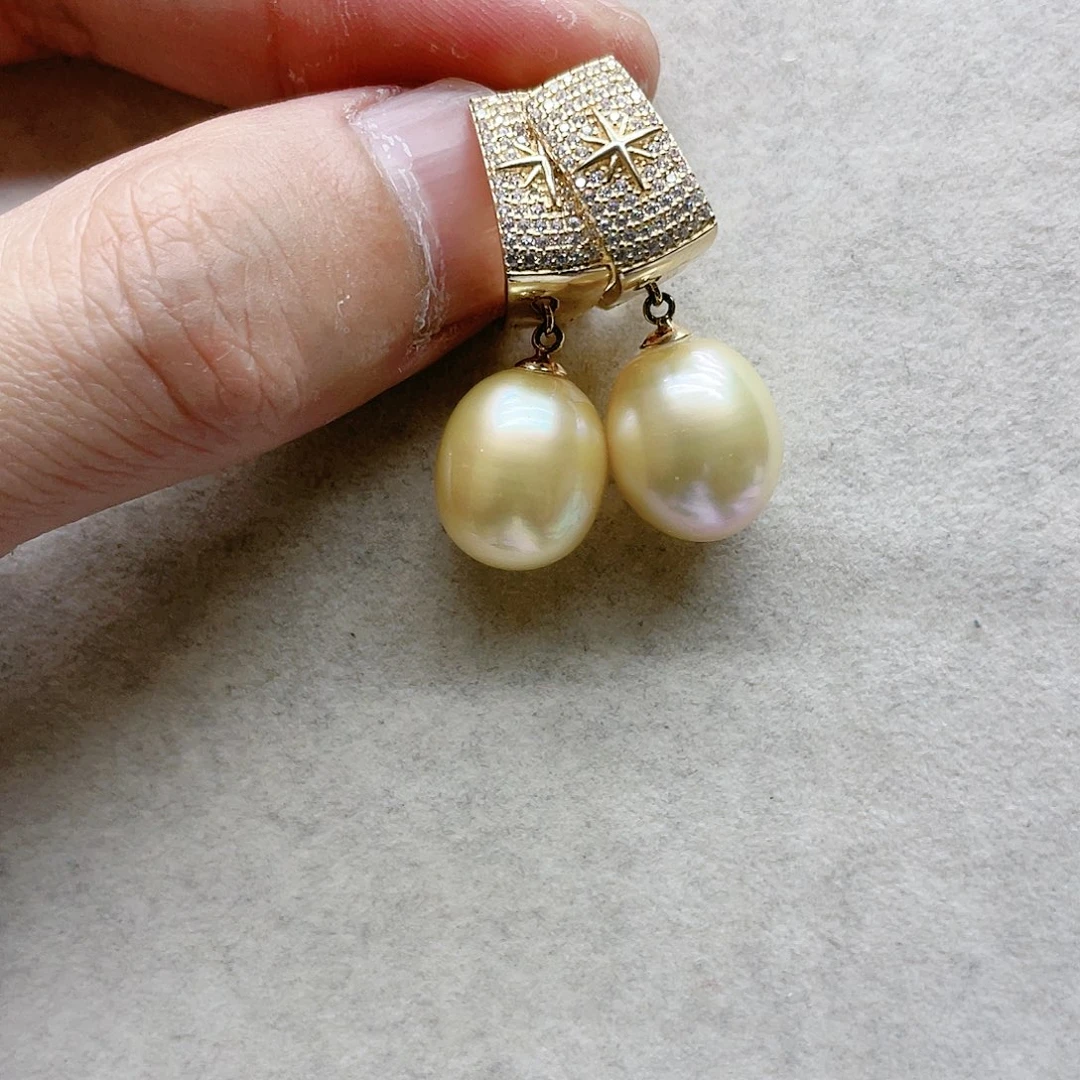 海水珍珠耳饰银S925镶嵌