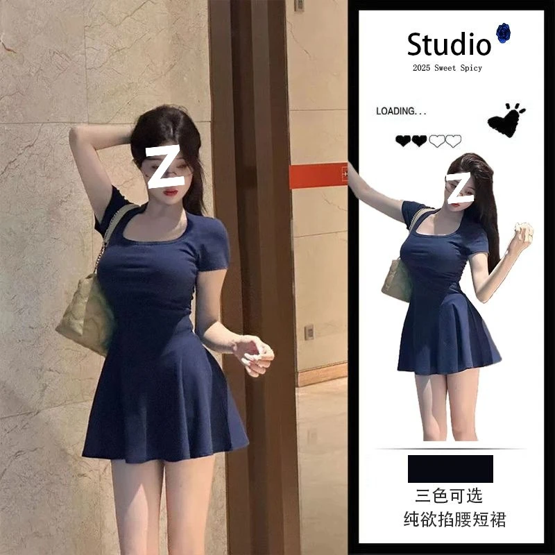 夏季甜美性感百搭收腰显瘦短裙女2025新款清新辣妹连衣裙高端公主
