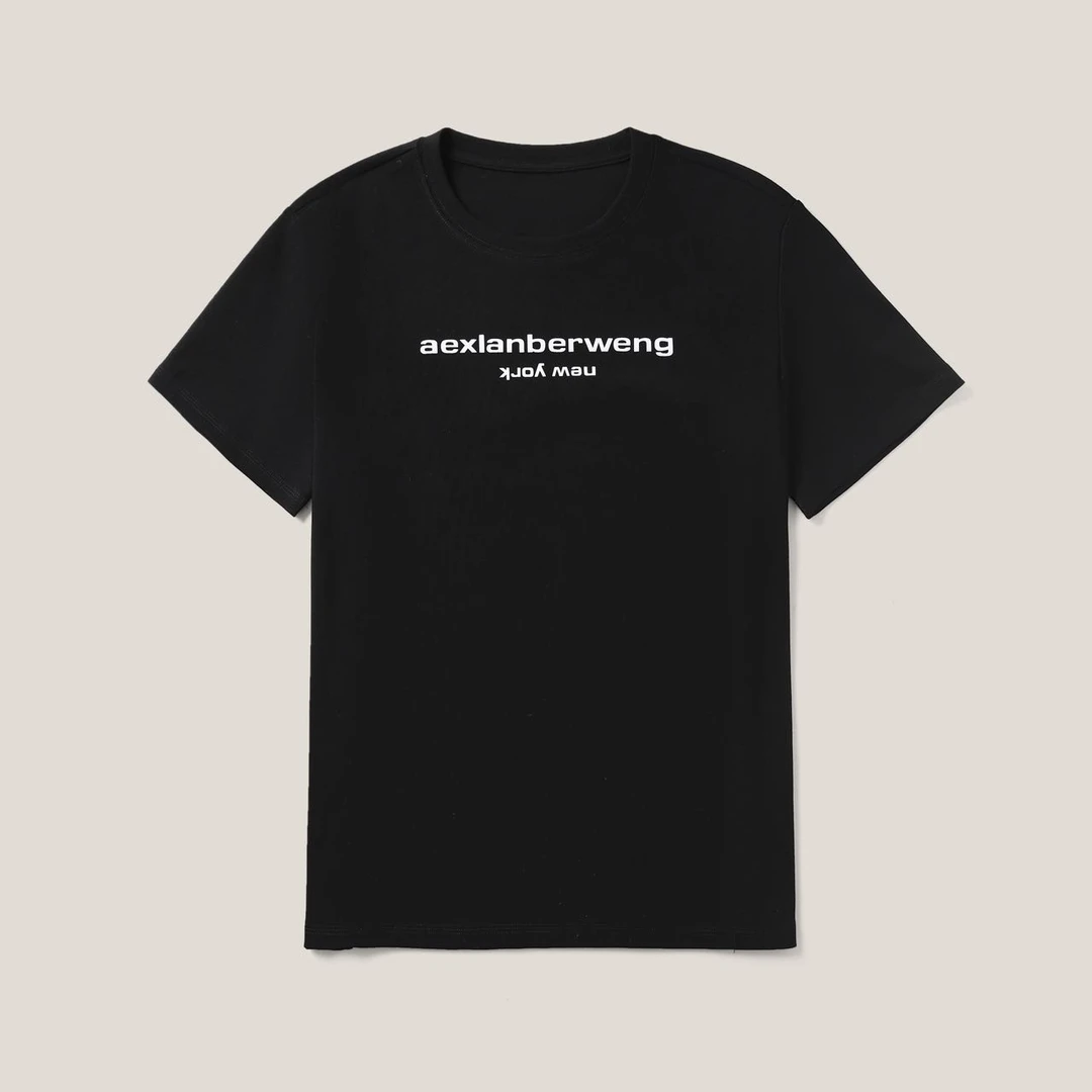 姿姐 女式字母纯色上衣圆领短袖百搭显瘦T恤SS26017