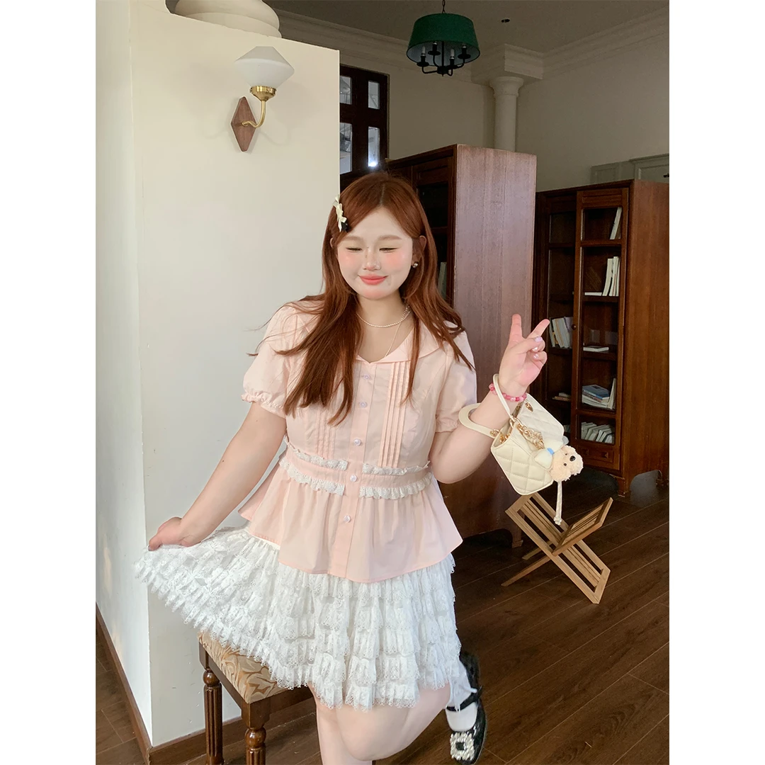 19徐达布【十万法兹】大码衬衫女时尚上衣微胖独特衬衣C35785C52