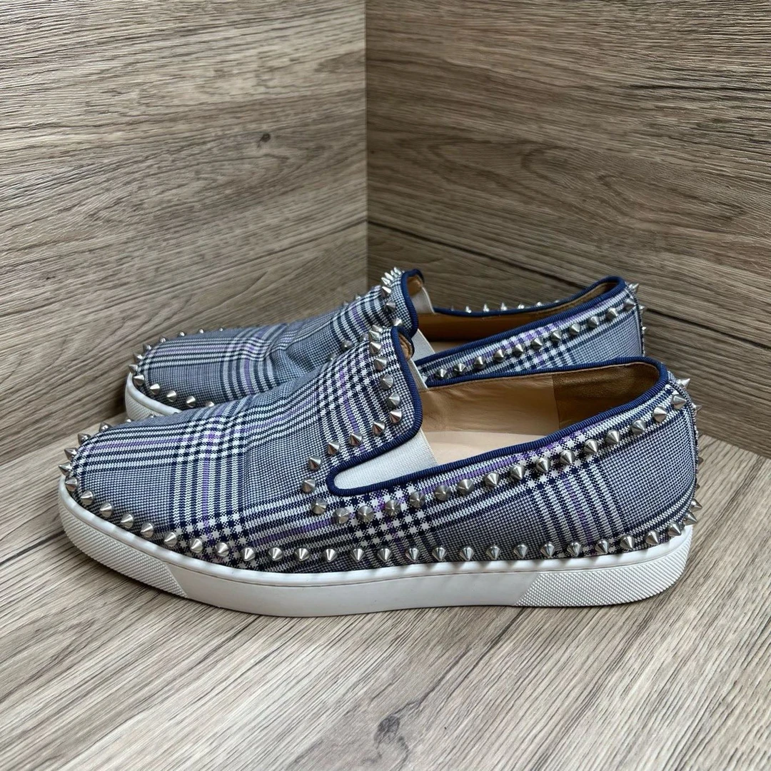95新 Christian Louboutin/克里斯提·鲁布托 格纹红底鞋 42码