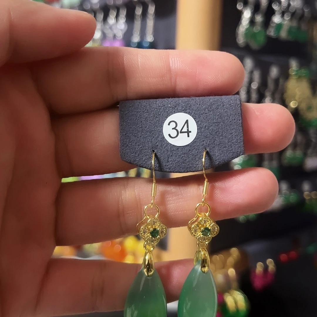 锆石纯铜925银耳饰