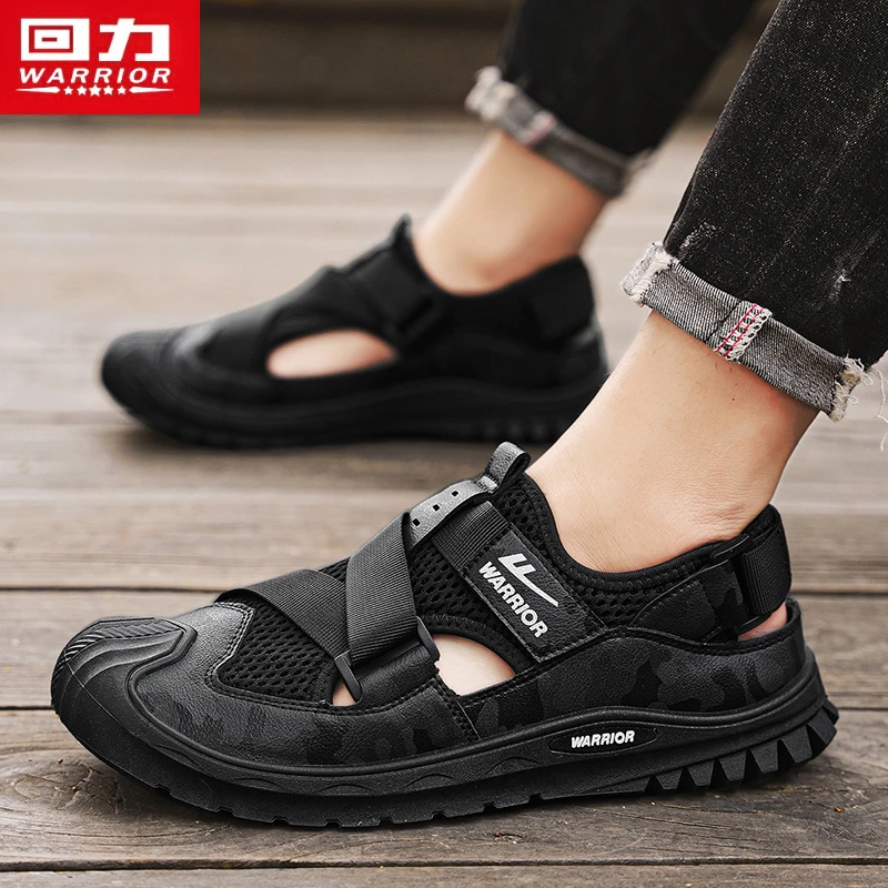 回力男士镂空涉水洞洞鞋男鞋春季户外休闲软底包头凉鞋防滑沙滩鞋