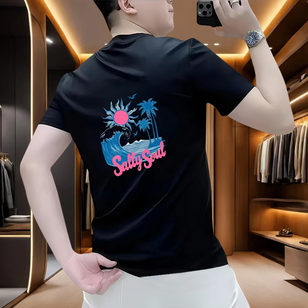 2026夏季气场强大高级感男装短袖时尚百搭印花半袖宽松休闲T恤潮