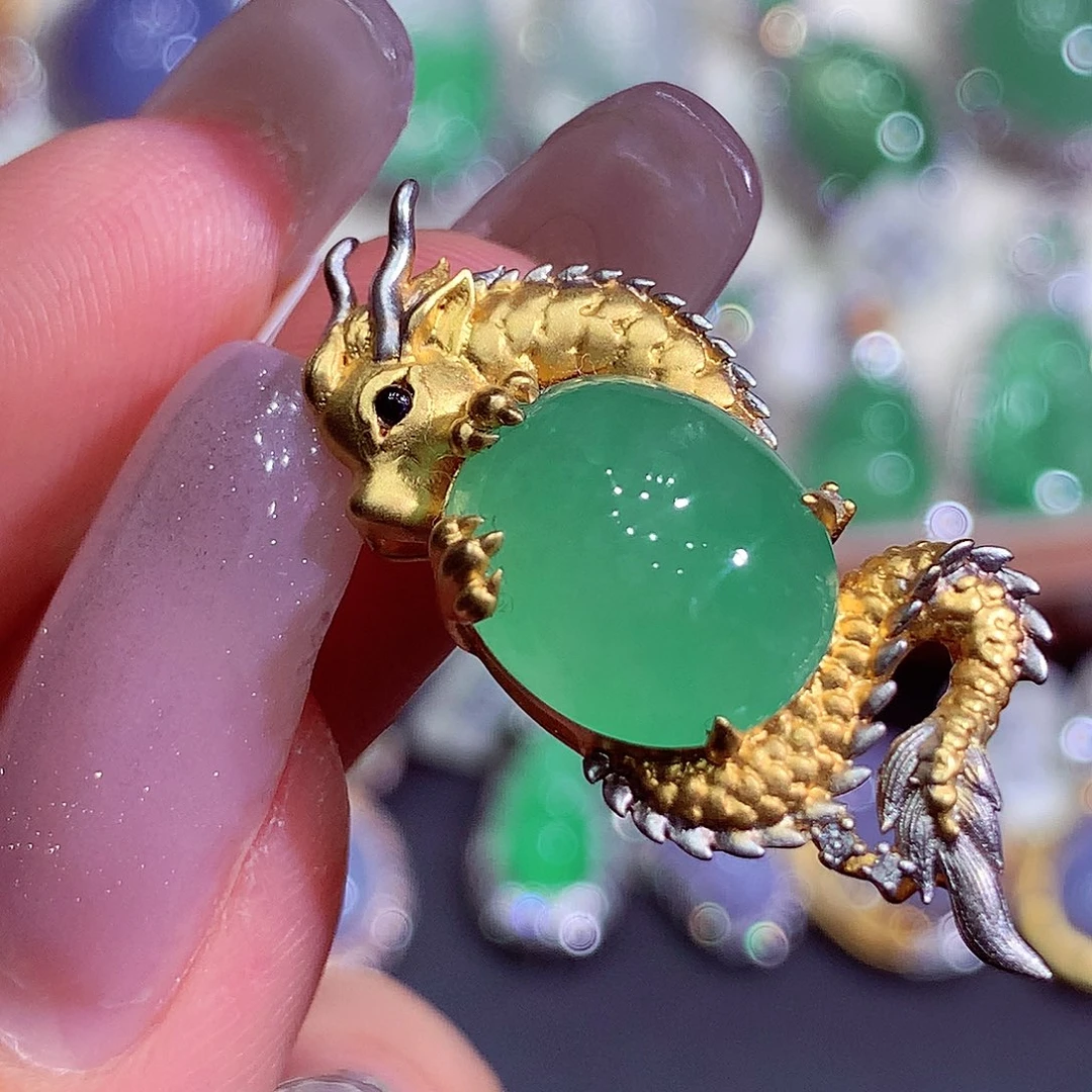 翡翠18K金镶嵌吊坠(不含链)