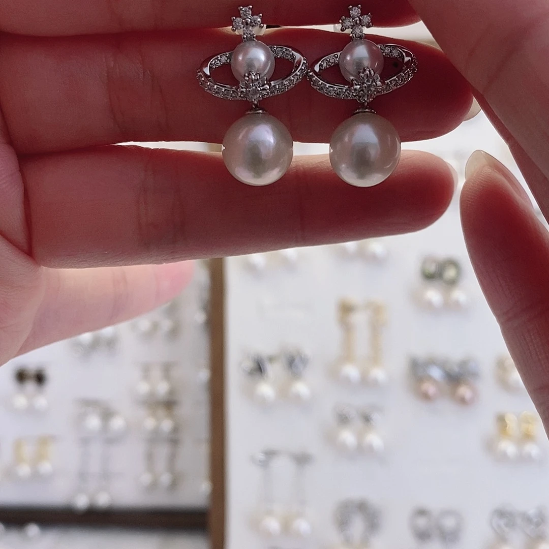 合金淡水珍珠耳饰