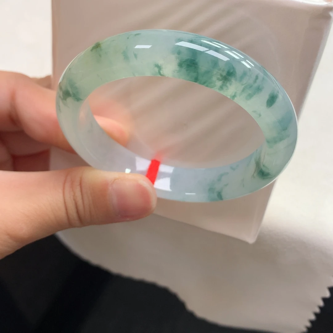 翡翠未镶嵌手镯23号50.5正冰飘花对标大万强推必拍