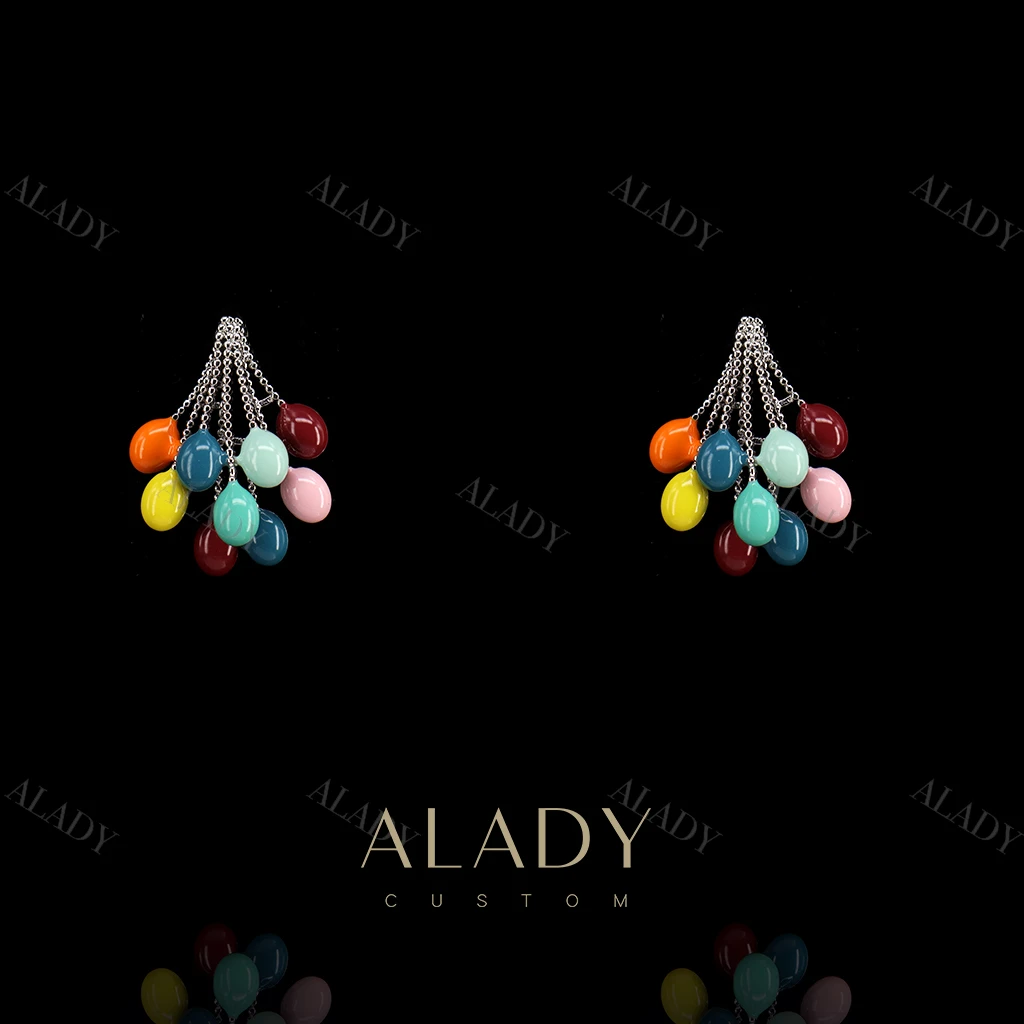 合金耳饰 多彩气球彩虹梦想可爱耳钉-XRL0163