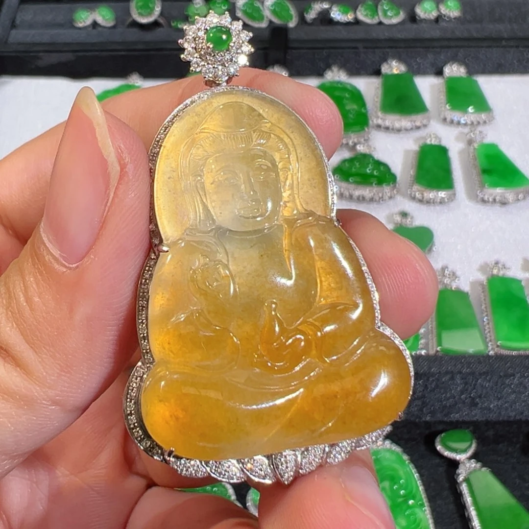 【闪购商品】翡翠吊坠(不含链)18K金镶嵌