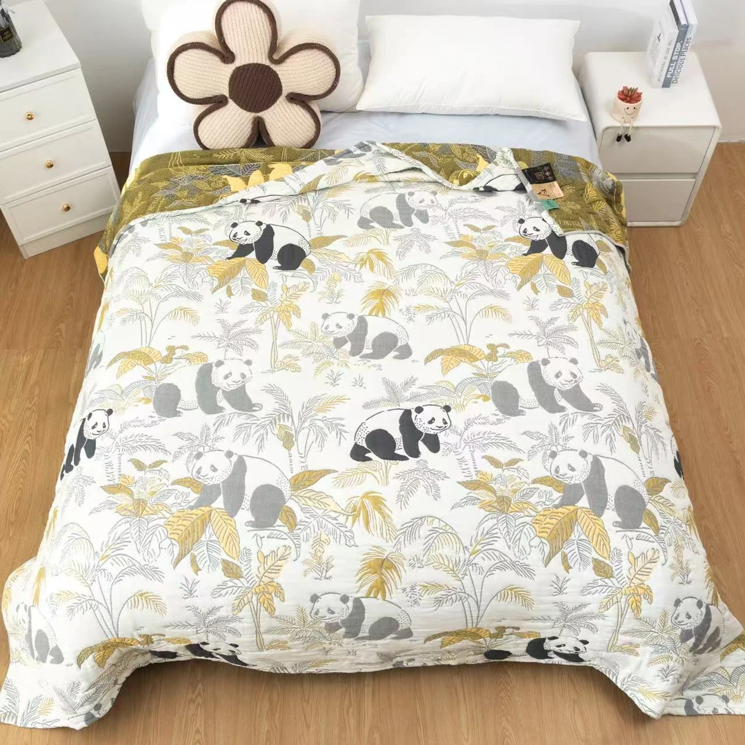 【丛林熊猫-加大】200*230cm多功能柔软亲肤面包被