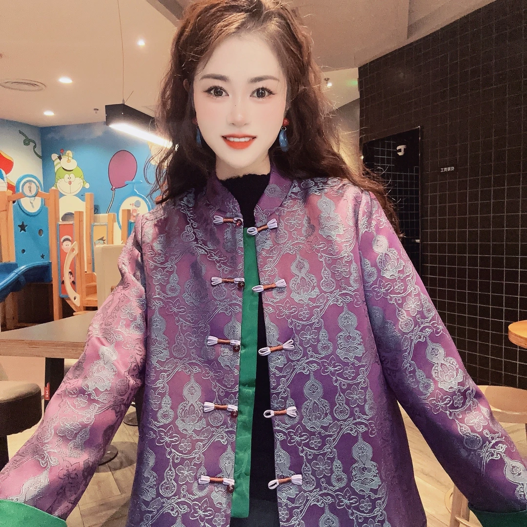【紫宸】高级感新中式国风人丝葫芦提花夹棉2025秋新款上衣XYX
