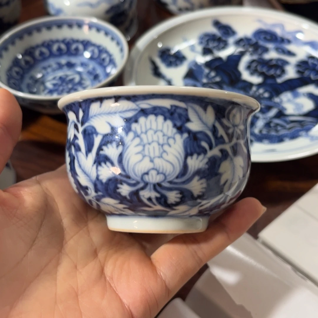 露***露瓷片杯子杯子杯子柴窑青花