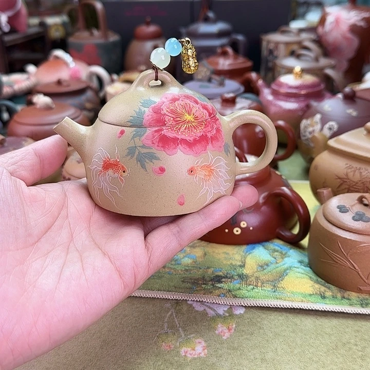 茶壶紫砂牡丹秦权