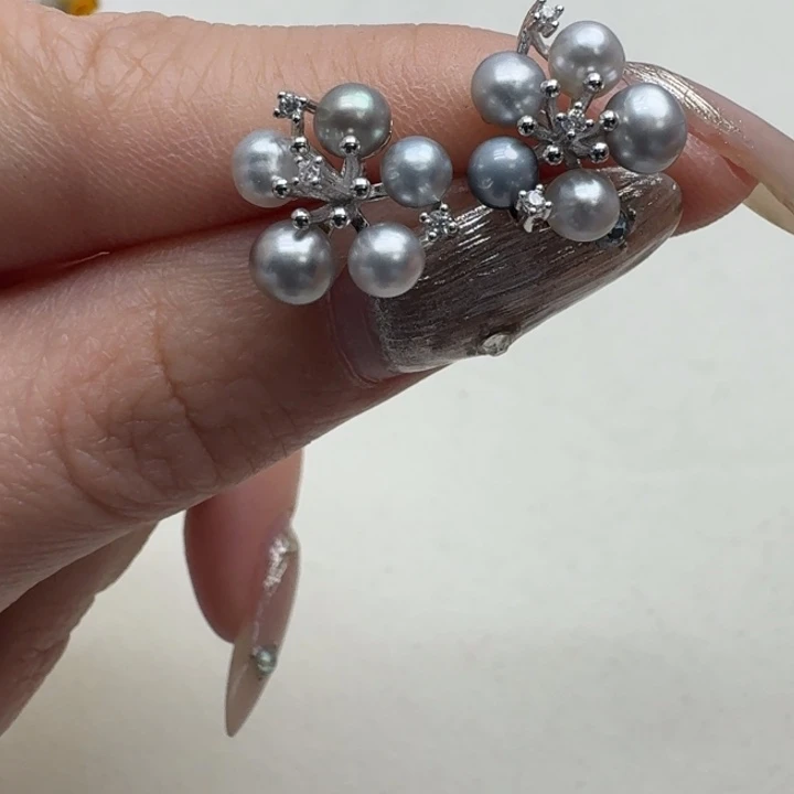 银S925镶嵌海水珍珠耳饰