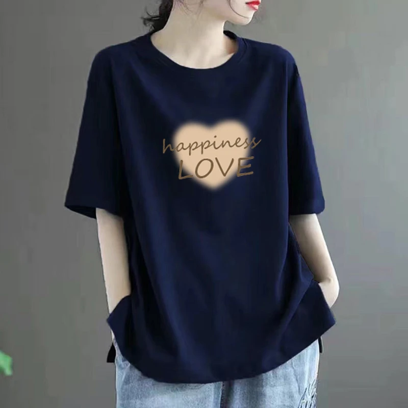 夏季新款宽松大码显瘦纯棉T恤女时尚休闲洋气百搭韩版半袖上衣nis