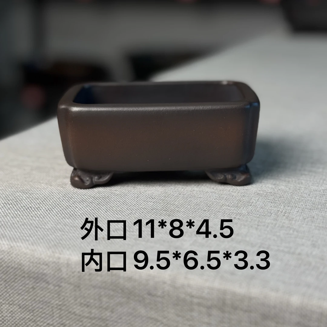 盆景盆直口云足长方小马槽紫砂花盆手工精工作品换盆方便