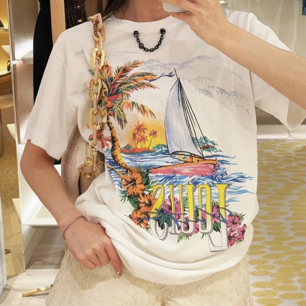 99新 LouisVuitton/路易威登 2823/SS24 图案印花圆领休闲T恤
