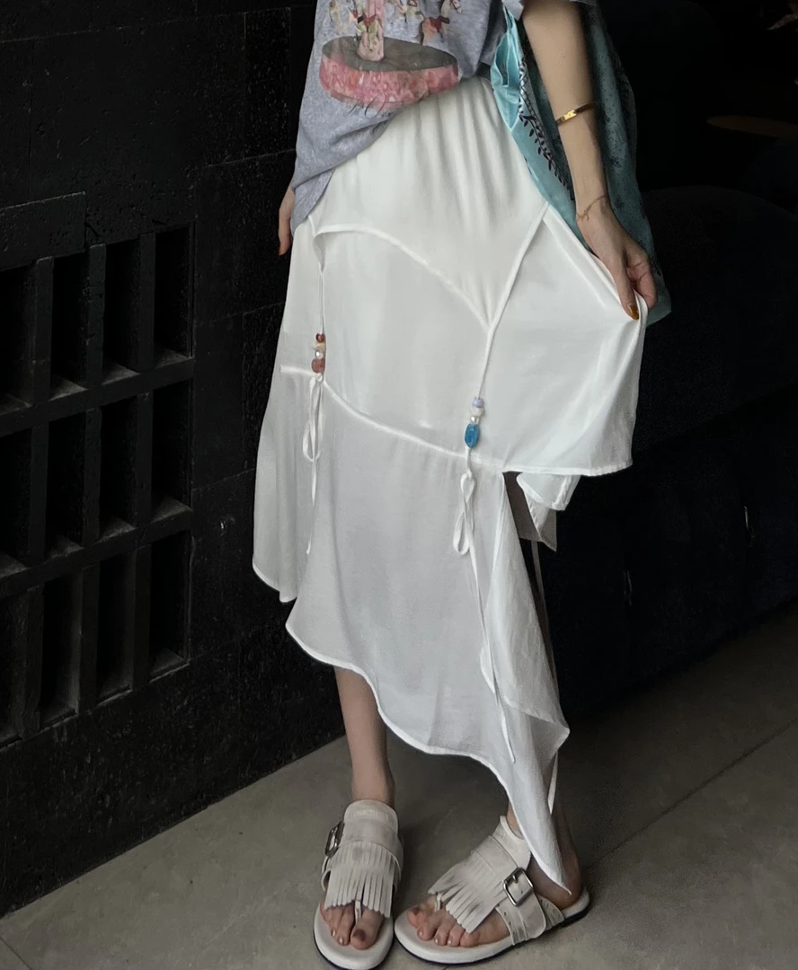 RAWVEIL 薄款时尚高腰设计感不规则半身裙——黑鸭子买手店