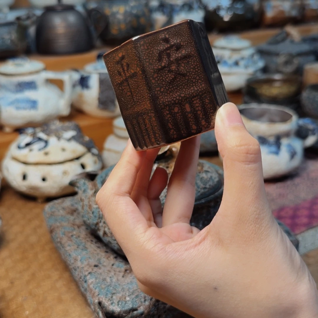 天目釉六角杯子拙艺坊