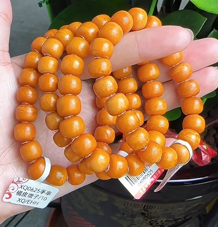【齐福珠宝】XQ0625/10mm天然琥珀蜜蜡橘皮老型手串(多样性发其一）
