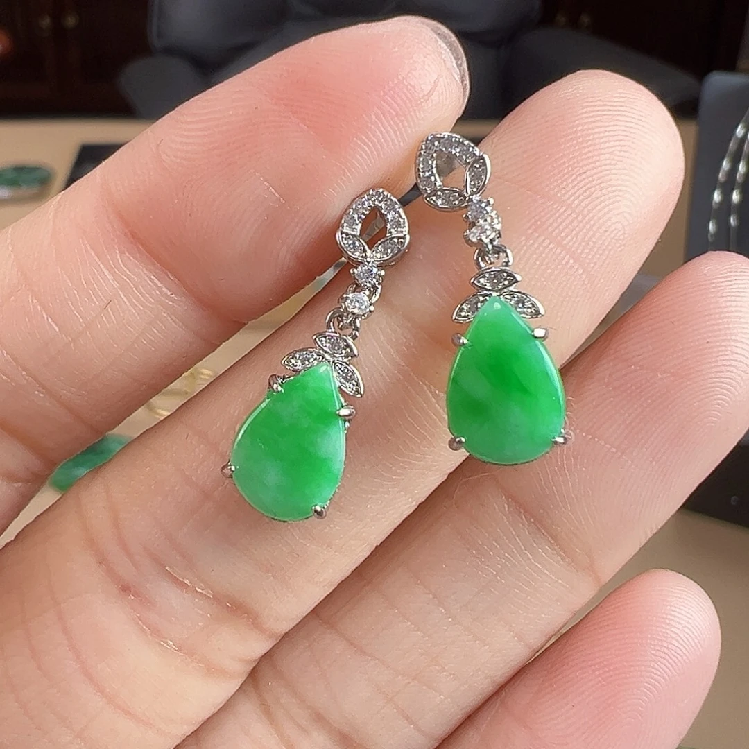 翡翠银S925镶嵌耳饰耳饰7