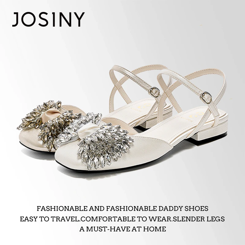 卓诗尼2025夏季新款法式仙女风水钻蝴蝶结包头凉鞋时尚百搭凉拖鞋