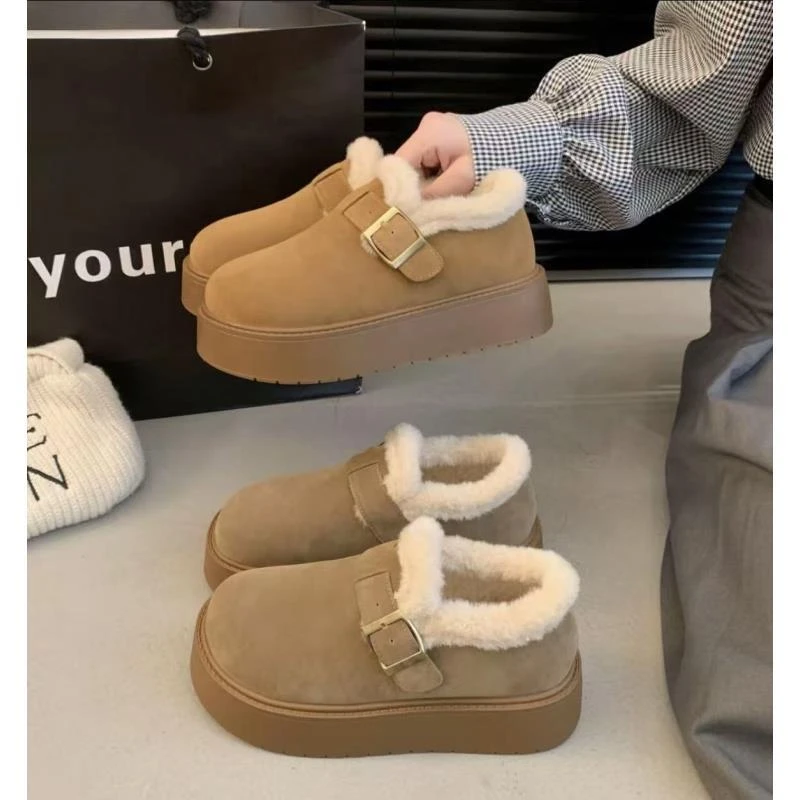 厚底雪地靴女款冬季加绒美拉德乐福棉鞋2025新款一脚蹬复古勃肯-X