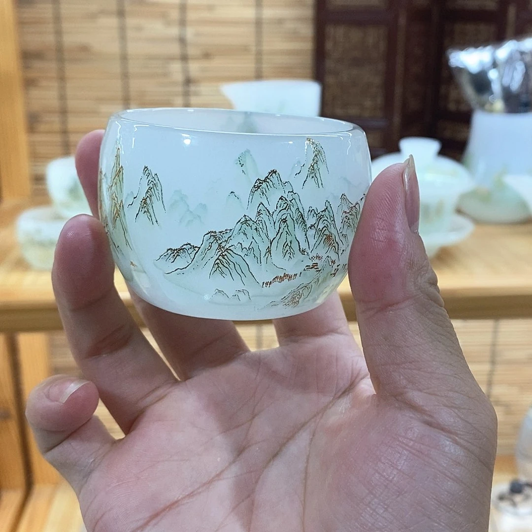 千里江山图一套，加厚，主人杯1另配一个小杯