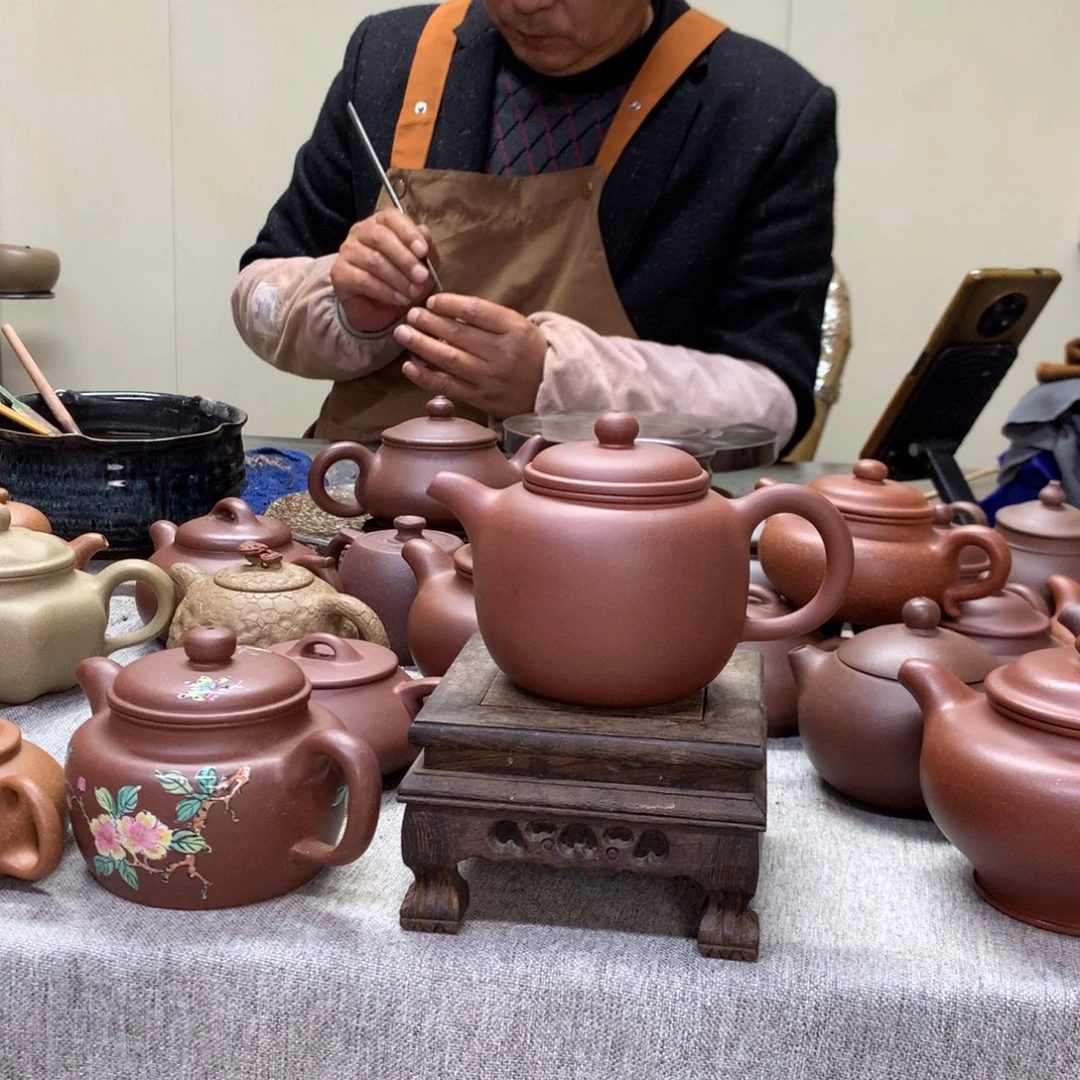 紫泥茶壶鲍尊260 C半手工制作