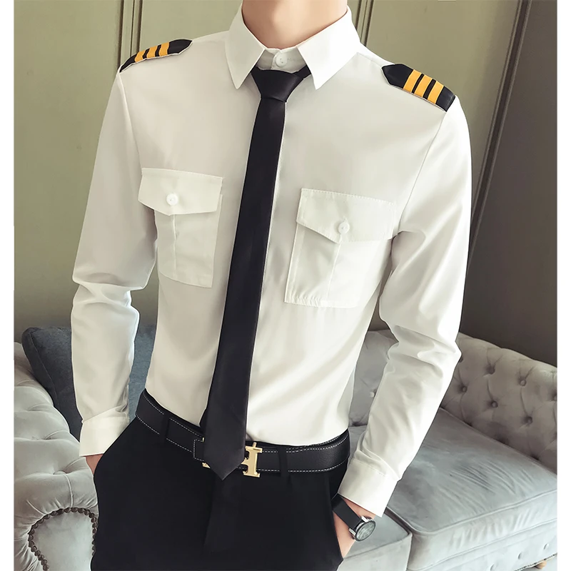 空少制服装男长袖衬衫航空空少白色衬衣工作服中国机长同款男式