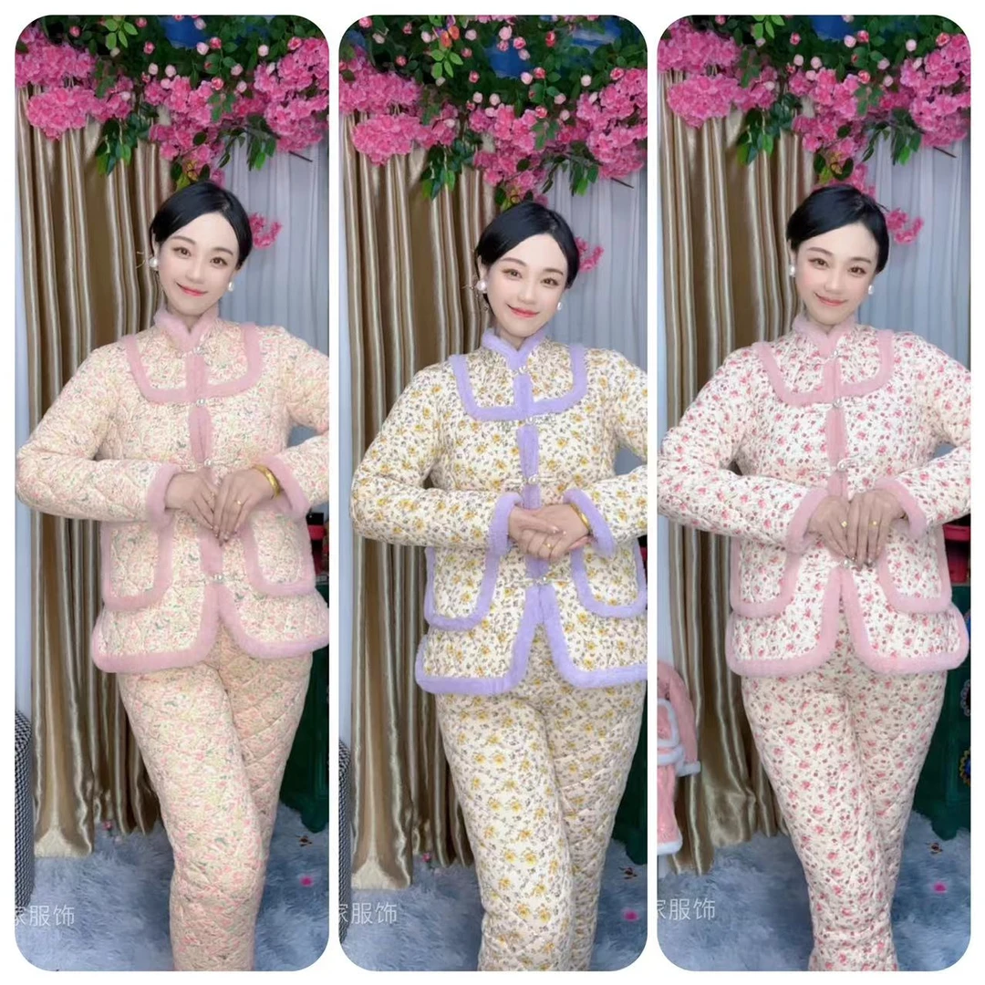 【如花】中国风棉袄外穿棉服休闲加绒秋冬家居服冬季穿搭一整套女装