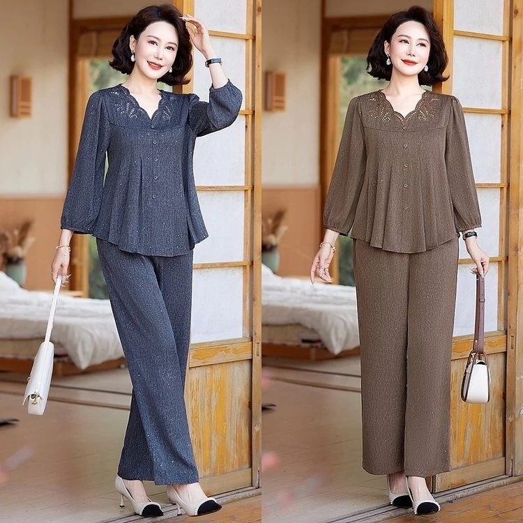 妈妈装套装七分袖