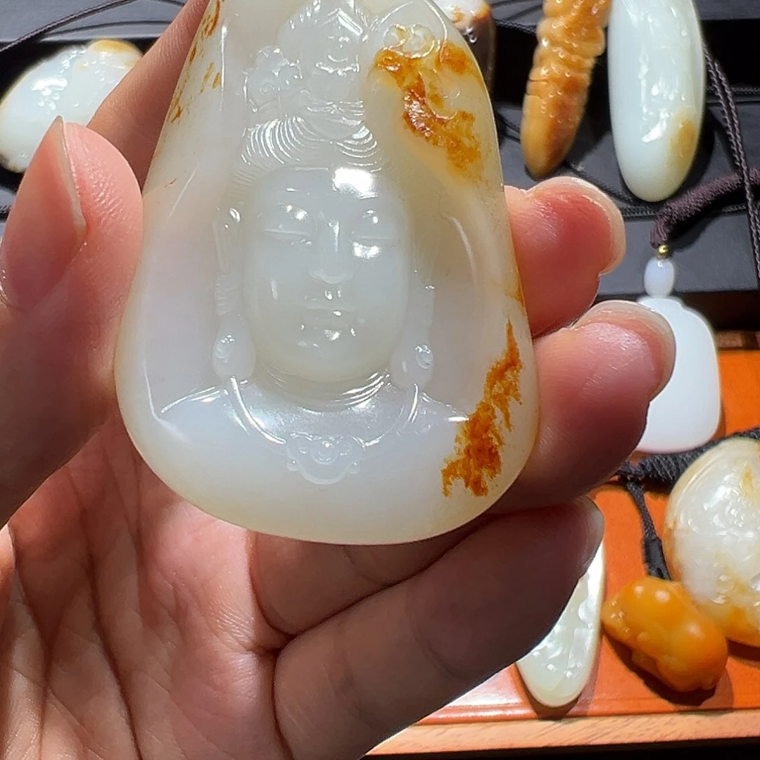 和田玉未镶嵌挂件润*