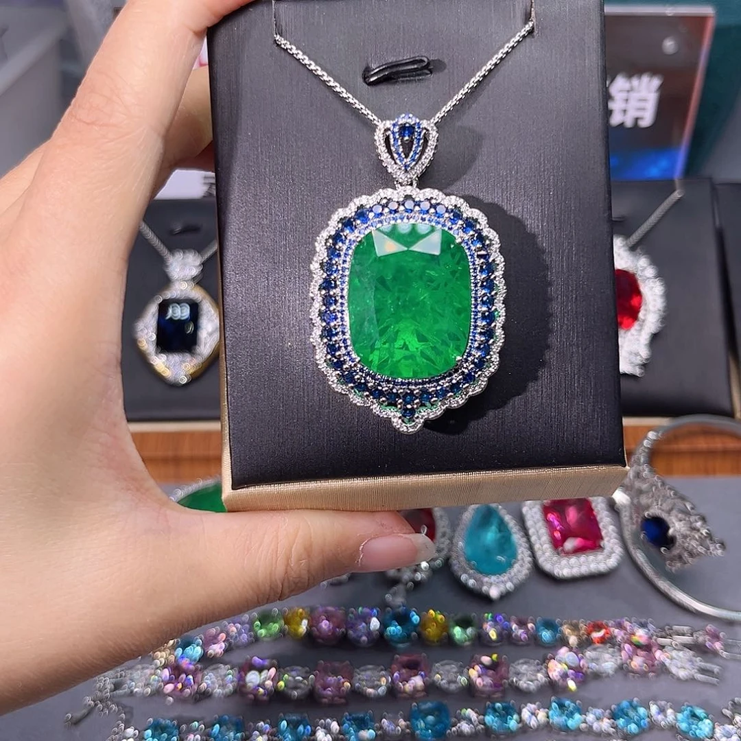 银S925镶嵌颈饰祖母绿叠加2单160价格